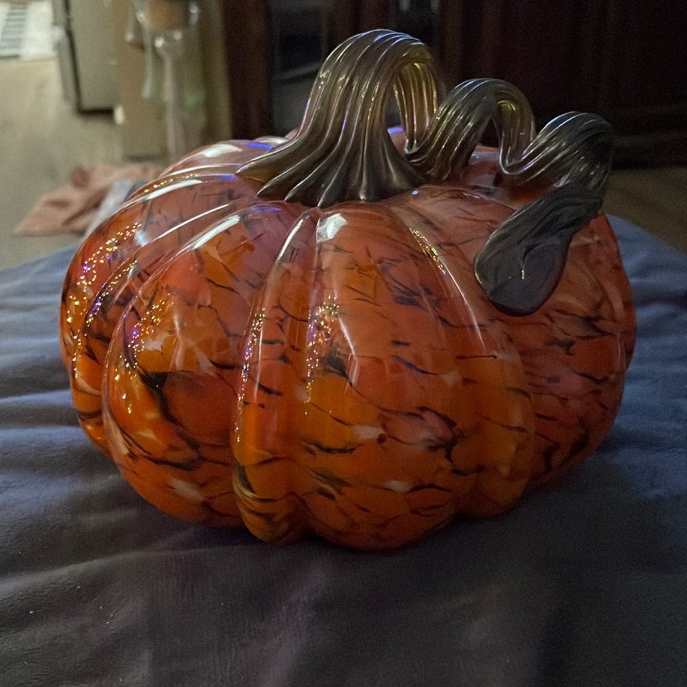 Blown Glass Light Up Pumpkin
